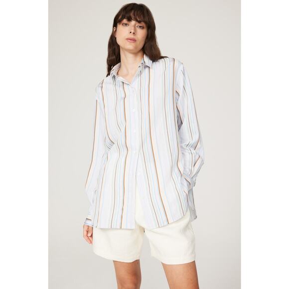 SAMSOE Multicolor Stripes Long Sleeve Collar Front Button Alfrida Shirt Size XXS - Picture 2 of 11